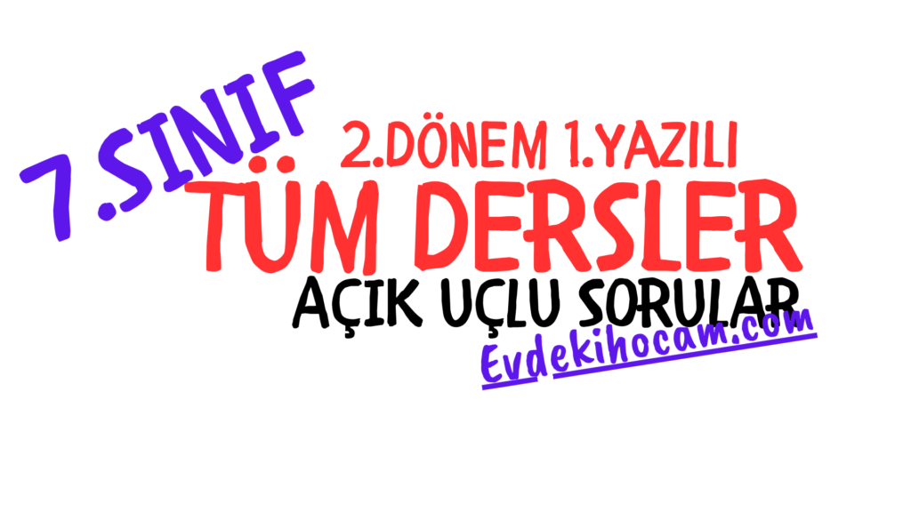 7.Sınıf 2.Dönem 1.Yazılı Soru ve Cevapları
