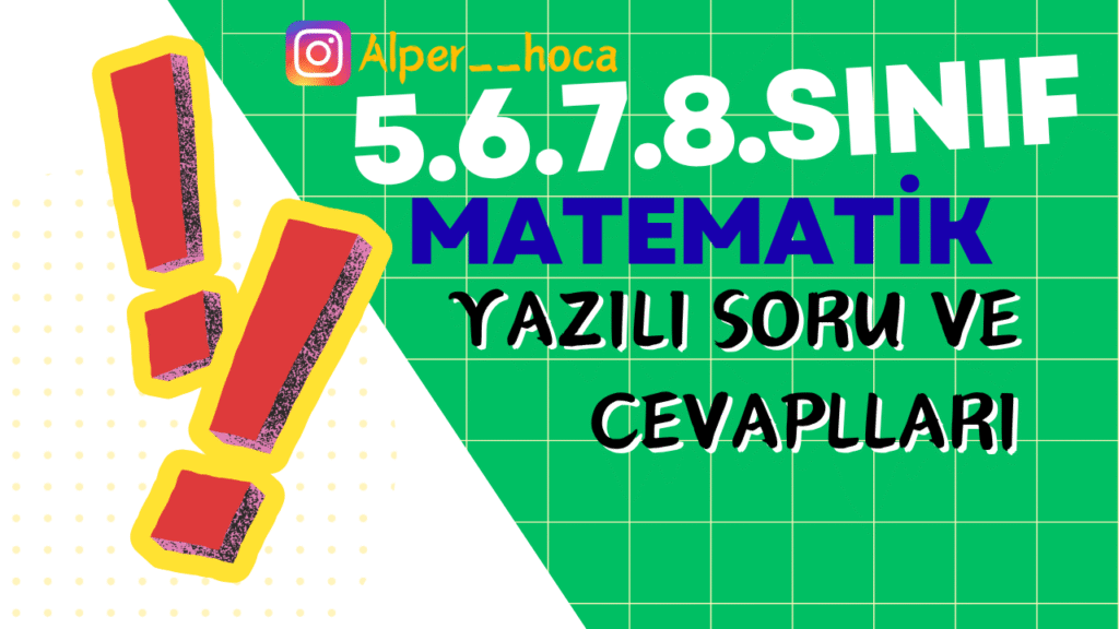 Matematik 1. Dönem 1. Yazılı Örnekleri Tüm Sınıflar